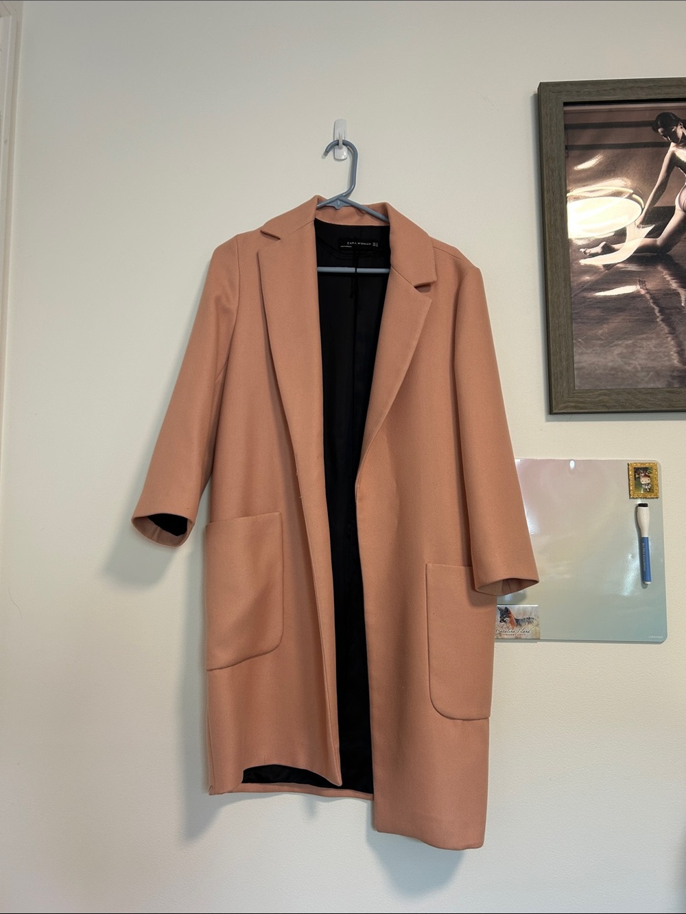 Zara Dusty Rose Open-Front Trench Coat